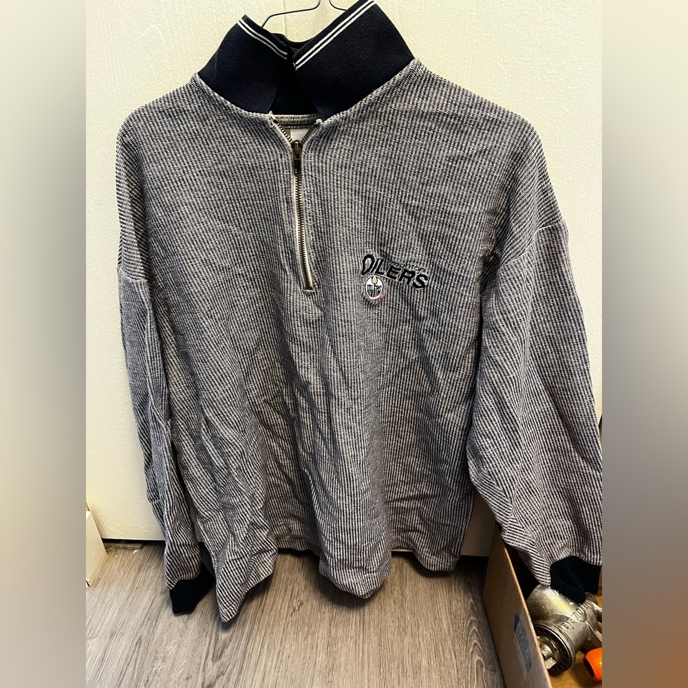 Vintage Edmonton Oilers 1/4 Zip Large Made in Canada